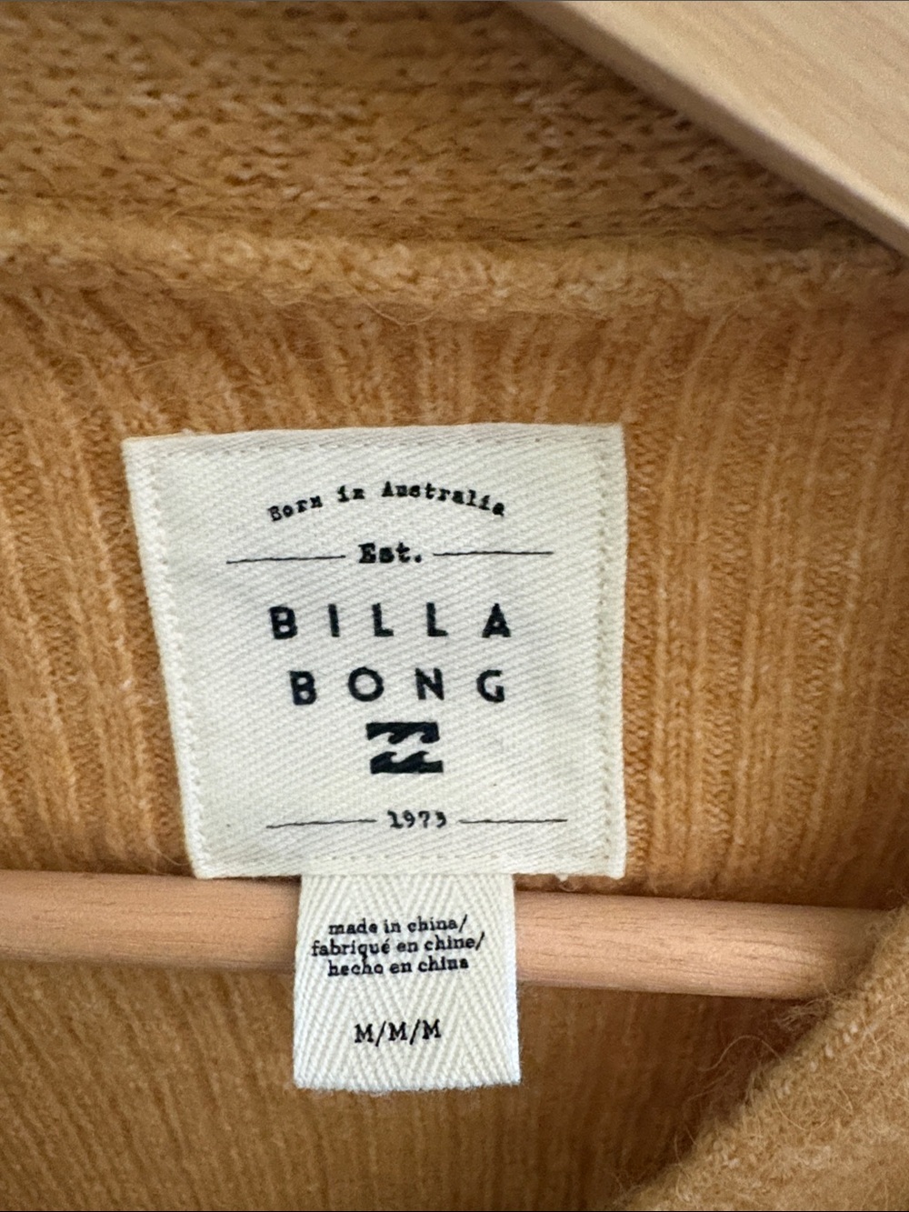 Billabong Women's Ribbed Button-Front Cardigan Orange/Tan - Picture 2 of 4